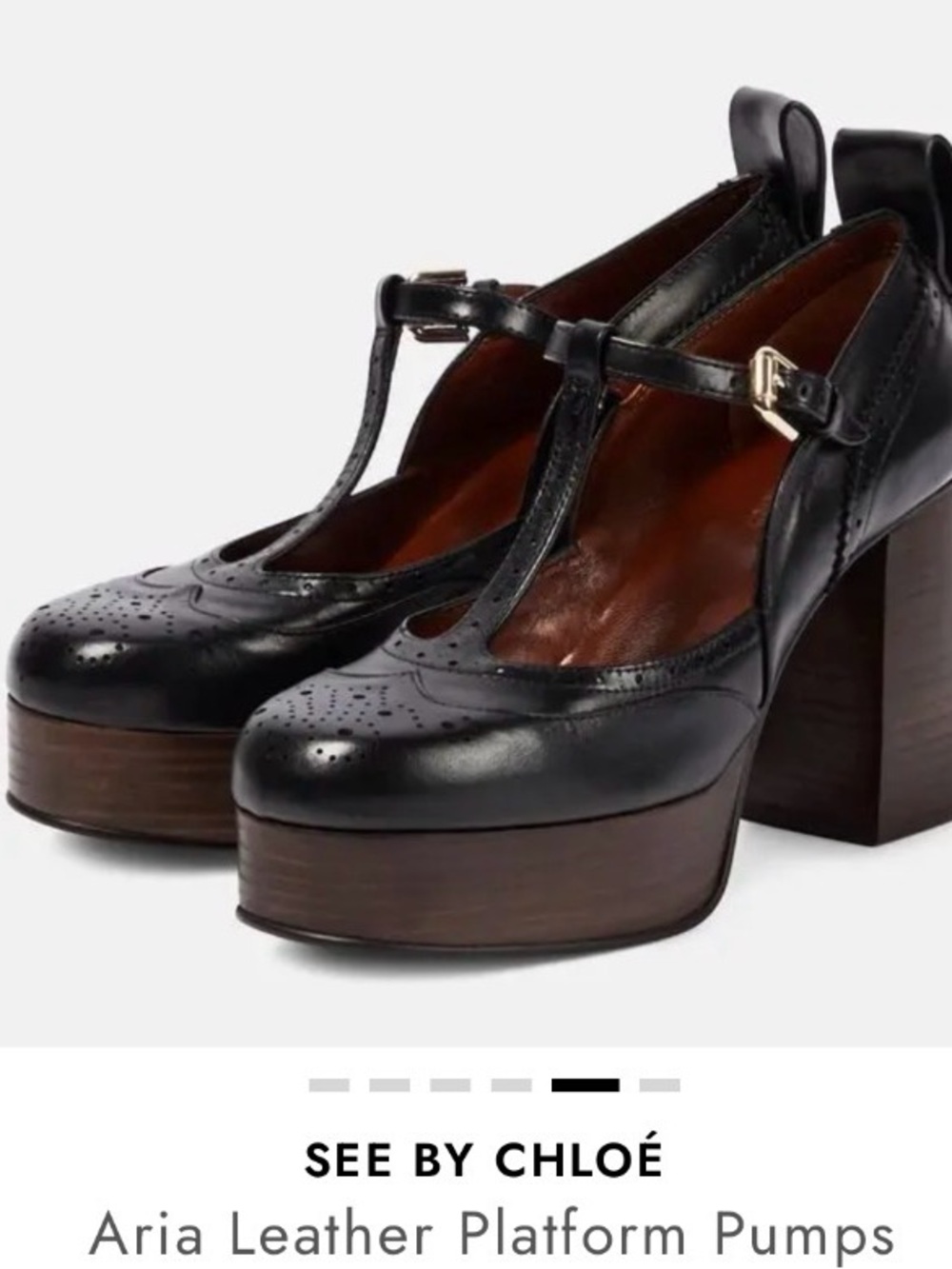 See By Chloe Black Leather T-Strap Platform Pumps